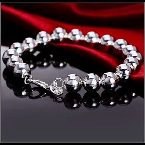 NEW 925 SILVER 8MM CLASSIC BALL BEAD STATEMENT BRACELET